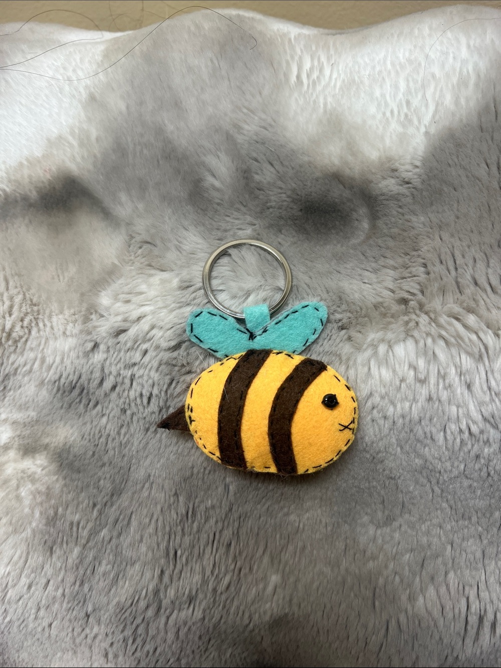 Handmade Yellow Bee Keychain for Kids Accessories
